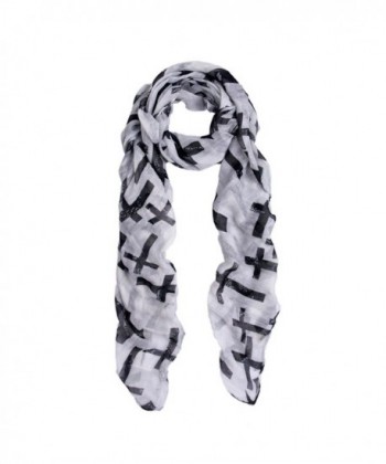 Premium Vintage Cross Star Design Scarf Wrap - Different Colors Available - Off White - CV11G8EXE8T