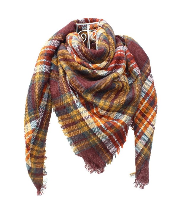 DH.M Blanket Scarf Women Big Square Long Scarves Warm Tartan Checked Shawl - A8 - C51874O8L93