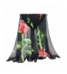 ChikaMika Fashion Scarves for Women Floral Rose Light Weight Long Chiffon Scarves - Black Rose - CO1873NHUN3