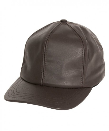 Levine Men's Structured Fitted Genuine Cowhide Garment Leather Baseball Cap Hat (2 Colors) - Brown - CB12O50X8BZ