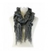 Aesthetinc Classic Solid Color Ruffle Fringe Knit Scarf - Dark Gray - C212O1H3MLF