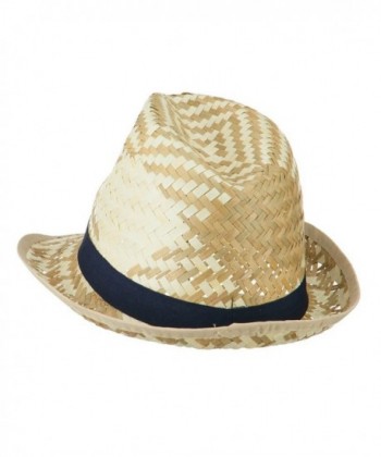 Colored Band Woven Straw Fedora
