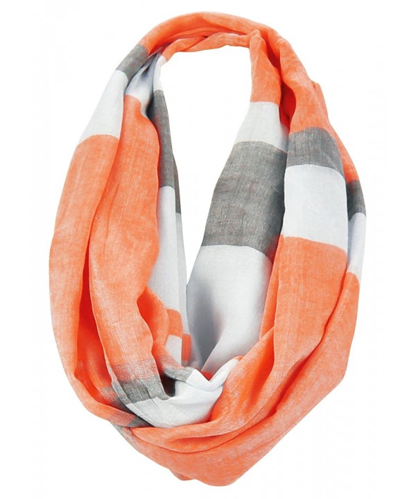 LL Lightweight Soft Colorblock Infinity Circle Scarf Snood Loop - Orange - C812O4E5CWB