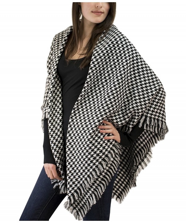 Modadorn Special Sale Check Houndstooth Woven Blanket Wrap Shawl - Blanket Black - C812H9ZAH9X