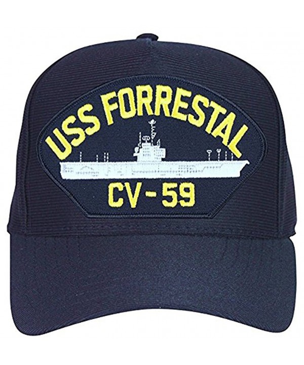 USS Forrestal CV-59 Baseball Cap. Navy Blue. Made in USA - C912O02287N