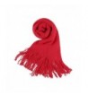 Allegra K Unisex Rectangle Shape Winter Warm Long Knitted Scarf - Red-2 - CV11OUNQITR