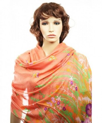 Kuldip Pashmina Beautiful Butterfly Designs - Butterfly_Flower Peach - CE11FHTJPS9