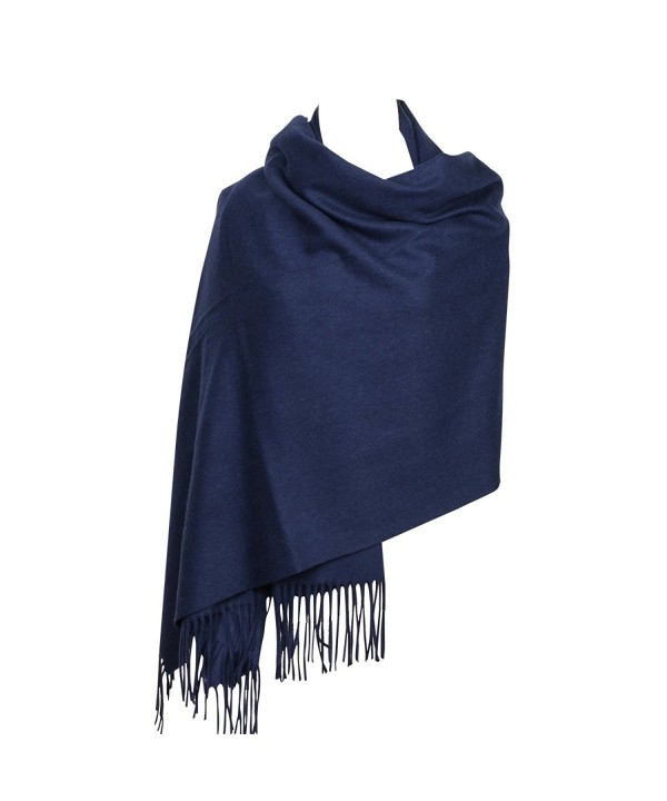 100% Lambswool Women Large Scarf Shawl Wraps Solid Color Thicken Type 78"x 28" - Navy Blue - CR186ZWI2DI
