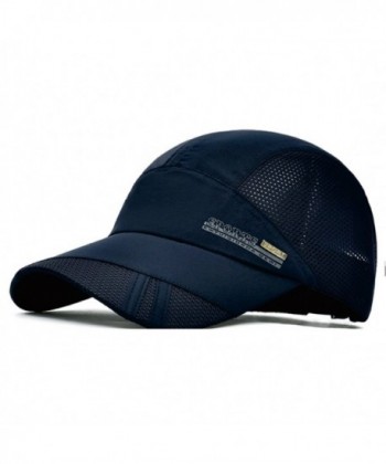 GADIEMENSS Quick Dry Sports Hat Lightweight Breathable Soft Outdoor Running Cap - Navy - C212HH893WZ