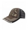 MINAKOLIFE Mens Distressed Vintage Denim Dry Baseball Leather Snapback Trucker Hat - Brown - CU12F9QV8UR