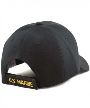 HAT DEPOT Military Embroidered Black Marine in Men's Baseball Caps