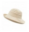 Connectyle Women's Summer Wide Brim Cotton Bucket Sun Hat With Inner Drawstring - Khaki - CN182ZM7U72
