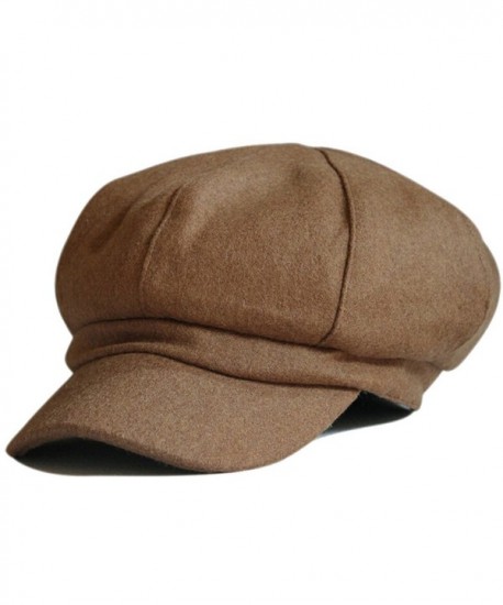 Women's Wool Fedora Newsboy Hat Winter Cloth Cap Outdoor Heat - Brown - C6120WBV11Z