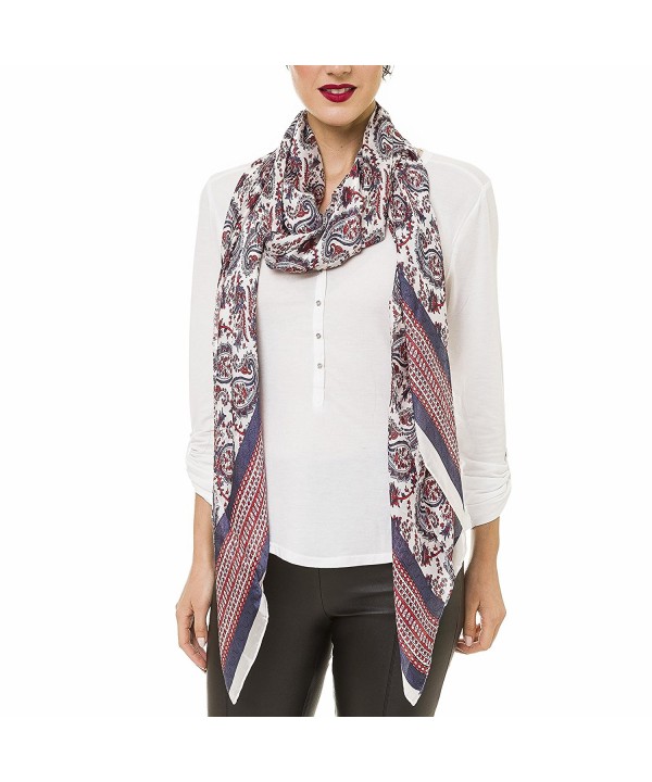 Scarf for Women: Lightweight Silk Feel Spring Winter Oblong Fashion Scarves Shawl by Melifluos - Paisley White - CJ186UH04T8