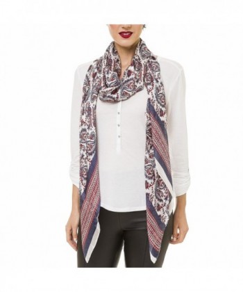 Scarf for Women: Lightweight Silk Feel Spring Winter Oblong Fashion Scarves Shawl by Melifluos - Paisley White - CJ186UH04T8
