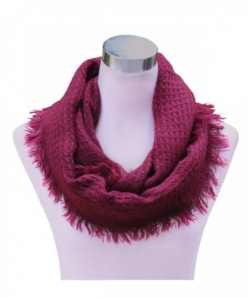 Lucky Leaf Women Winter Thick Knitted Woolen Yarn Infinity Scarf Circle Loop Scarves - Burgundy - C0185YQ08A5