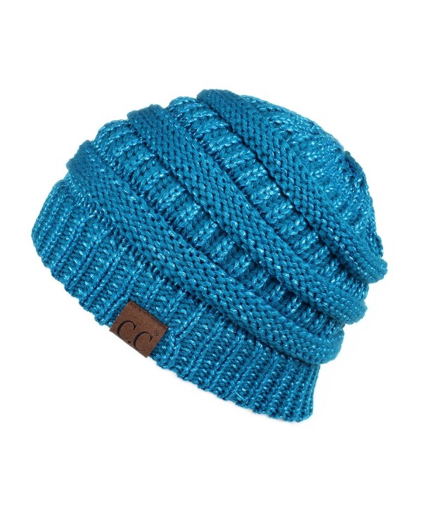 Hatsandscarf CC Exclusives Metallic Mixed Color Beanie Hat (Hat-20A-Metallic) - Teal Metallic - CS189IDWDRM