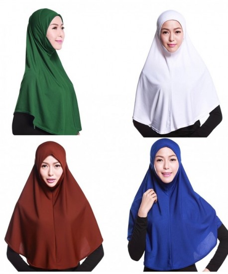 GladThink 4 X Full Cover Womens Muslim Hijab Caps Islamic Scarfs - Armygreen+coffee+w+blue - C212LP5JF33