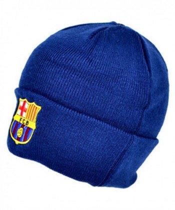 F.C. Barcelona FC Barcelona Official Knitted Winter Soccer/Football Crest Beanie Hat - Navy - CR12GCJT3AV