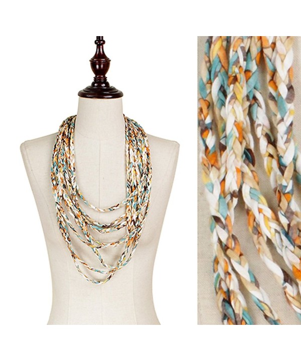 StylesILove Braided Shred Jersey Loop Scarf - Yellow and Mint - C612O6WOHSA