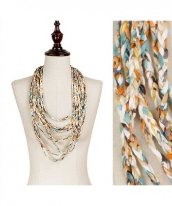 StylesILove Braided Shred Jersey Loop Scarf - Yellow and Mint - C612O6WOHSA