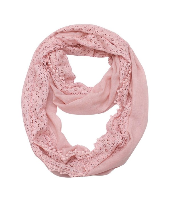 Lightweight Lace Infinity Scarf Women - Pink - C41803U4O5L