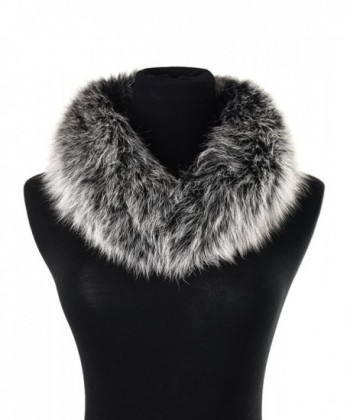 Ferand Women's Elegant Warm Real Fox Fur Stand-up Collar Scarf- Soft Neck Warmer for Winter - Black Frost - CN1883MUG70