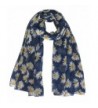 Lina & Lily Daisy Flower Print Women's Large Scarf Shawl Wrap - Navy Blue - CY11XAJEYA5