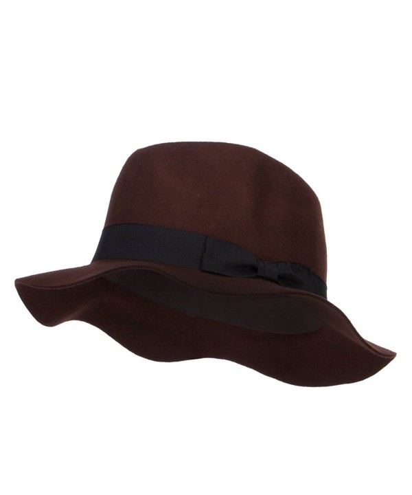 Wool Felt Ribbon Band Panama Fedora - Brown - CA12MCYC4AL