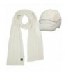 Cable Knit Newsboy Cabbie Hat & Scarf Matching Set - Ivory - CX11QMSC2EX