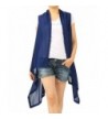 Sheer Long Cardigan- Open Front Chiffon Shawl- Women Lightweight Sleeveless Vest - Blue - CZ18076K0DZ