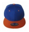 Premium Plain Two-Tone Flat Bill Snapback Hat - Baseball Cap - Royal Blue/Orange - C311KV8XR67