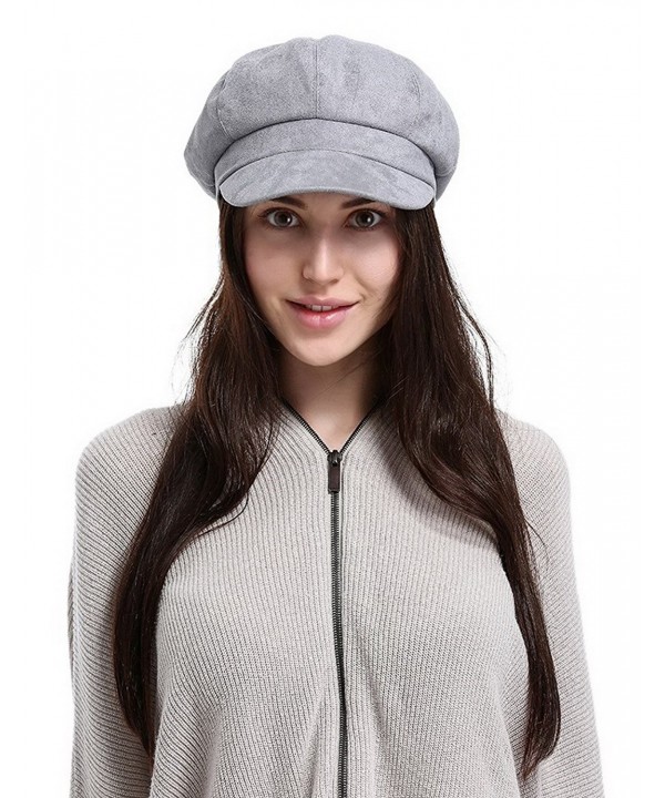 La Vogue newsboy Cabbie Beret Cap For Women Beret Visor Bill Hat - Grey - C612MYDVZ2X