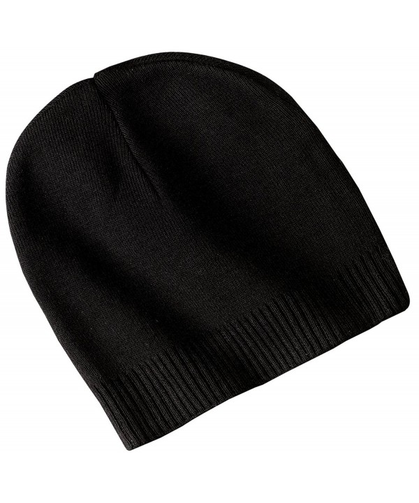 Port Authority Men's 100% Cotton Beanie - Black - C211NGRQV63