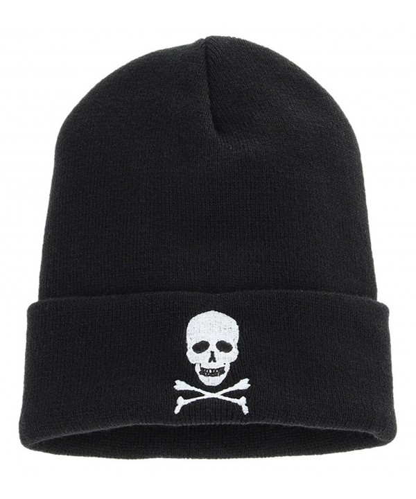 Men Women Skull Crossbones Knit Cap Crochet Beanie Skull Hat Black ...