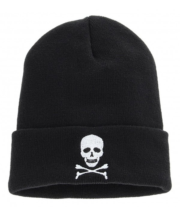 La Vogue Men Women Skull Crossbones Knit Cap Crochet Beanie Skull Hat - Black - CC12N0E4OQU