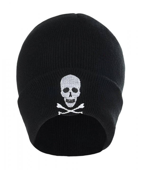 Men Women Skull Crossbones Knit Cap Crochet Beanie Skull Hat Black ...