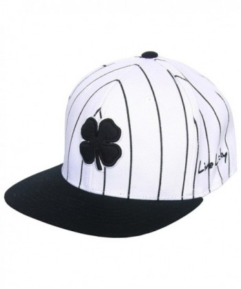 Black Clover Lucky Stripe Flat Bill Fitted Golf Hat- Brand New - White/Black - CS12KUFOWBJ