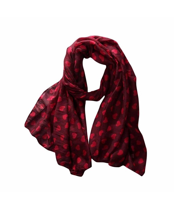 DEESEE(TM) Women Ladies Love Heart Print Pattern Long Scarf Warm Wrap Shawl - Red - CH12O5DUXR3