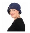 Fleece Hat for Women Cloche Cancer Headwear Warm Winter Chemo Cap Dressy Bow - Navy - C8187EM4U00