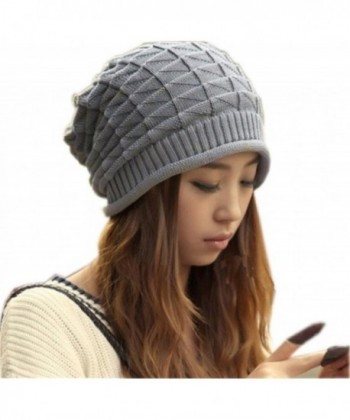 Eforlife Women Girl Triangle Slouchy Knit Beret Beanie Hat Cap Light Gray - C911G445EGX