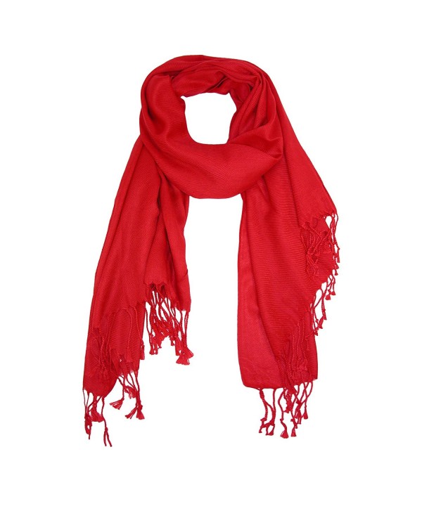 CTM Women's Classic Pashmina Shawl Wraps - Red - CT113CGR0RH