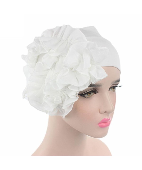 Littleice Women Flower Cancer Chemo Hat Beanie Scarf Turban Head Wrap Cap Headband - White - CN185W87920