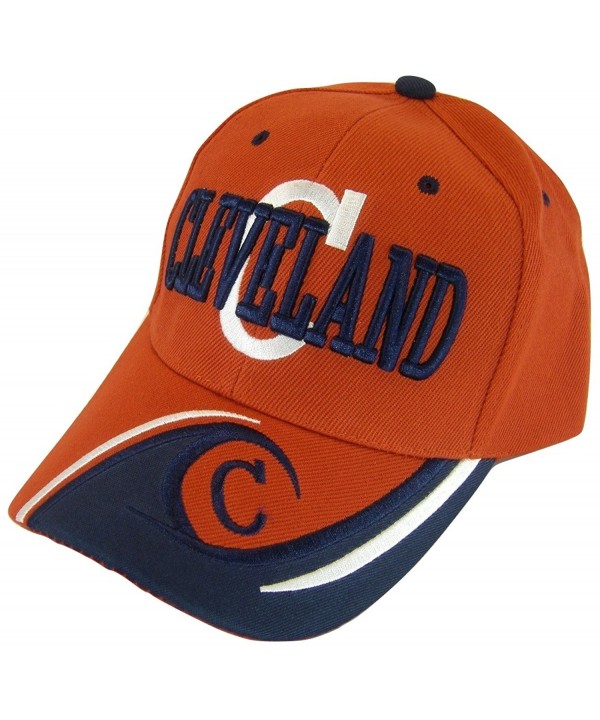 Cleveland Men's C Wave Pattern Adjustable Baseball Cap - Red/Navy - C4186ZGESHG