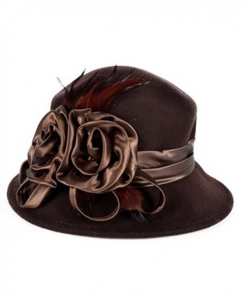 Womens Elegant Cloche Bucket Floral Brown