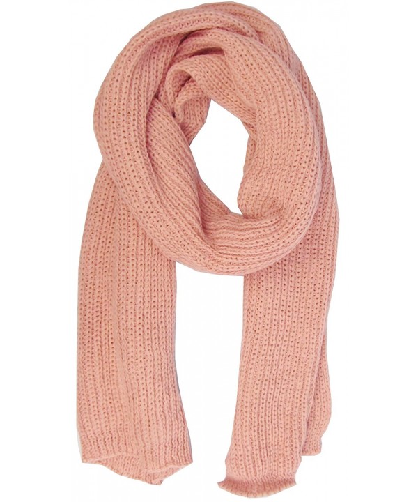 J.ANN Women's Men's Winter Knitted Warm Long Basic Outdoor Scarf Shawl - Pink - CJ11T9UZDBF