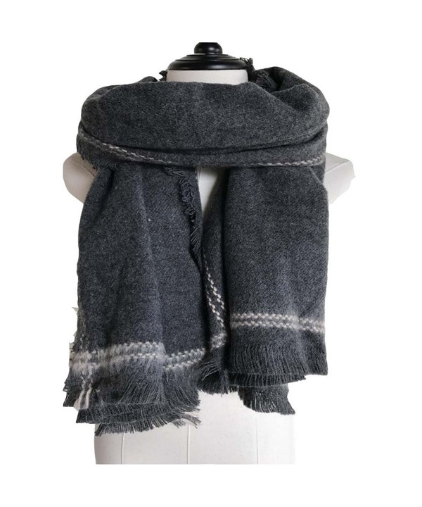 Cozycloth Women's plaid blanket Chunky oversize big warm scarf - cashmere feel- Plaid shawl - Mls01 Charcoal - CV188WM87Q2