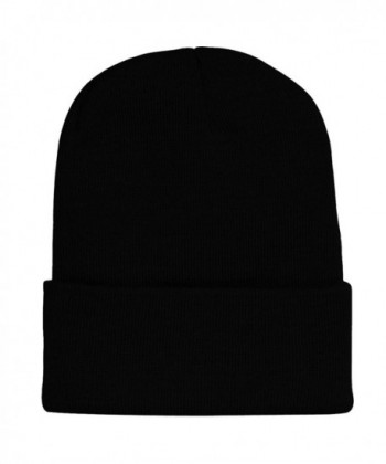 FuzzyGreen Unisex Mens Womens Beanie Knitted Girls Boys Beanie - Black - CB12N2H4DEY