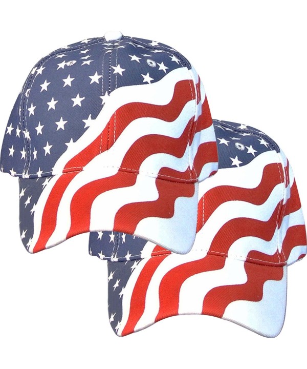 Online Best Service 2 Pack American Flag Ball Cap Hat Us USA Patriotic Stars and Stripes Baseball Cap - CZ120EC7SK5