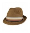 XXL Oversized Stylish Basic Stingy Straw Fedora Hat - Brown - CA18503ASSI